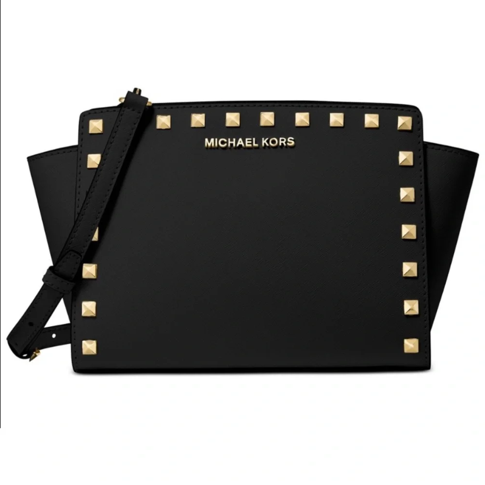 Michael Kors Selma Medium Metallic Leather Crossbody